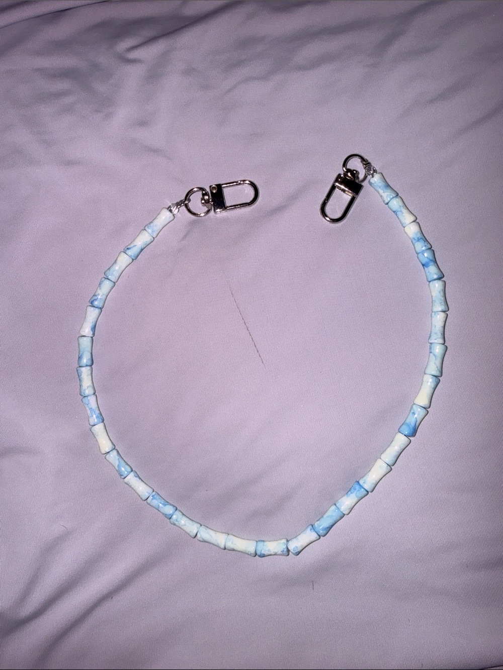 Blue & White Beaded Bag Chain Charm